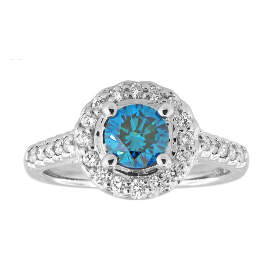View 14k Gold Ring with 1.10ct tw white & blue diamond 