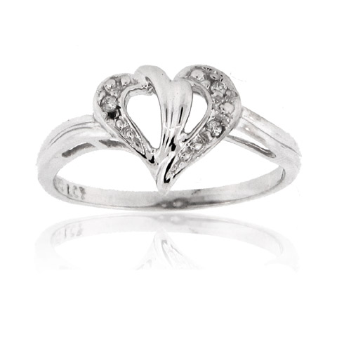 View 14k Gold Heart Ring with 0.02cttw Diamonds