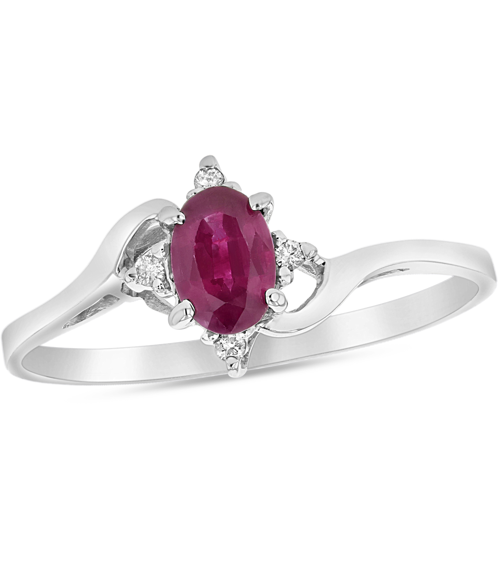 View 0.43ctw Oval Natural Heated Ruby and Diamond Ring set in 14k Gold