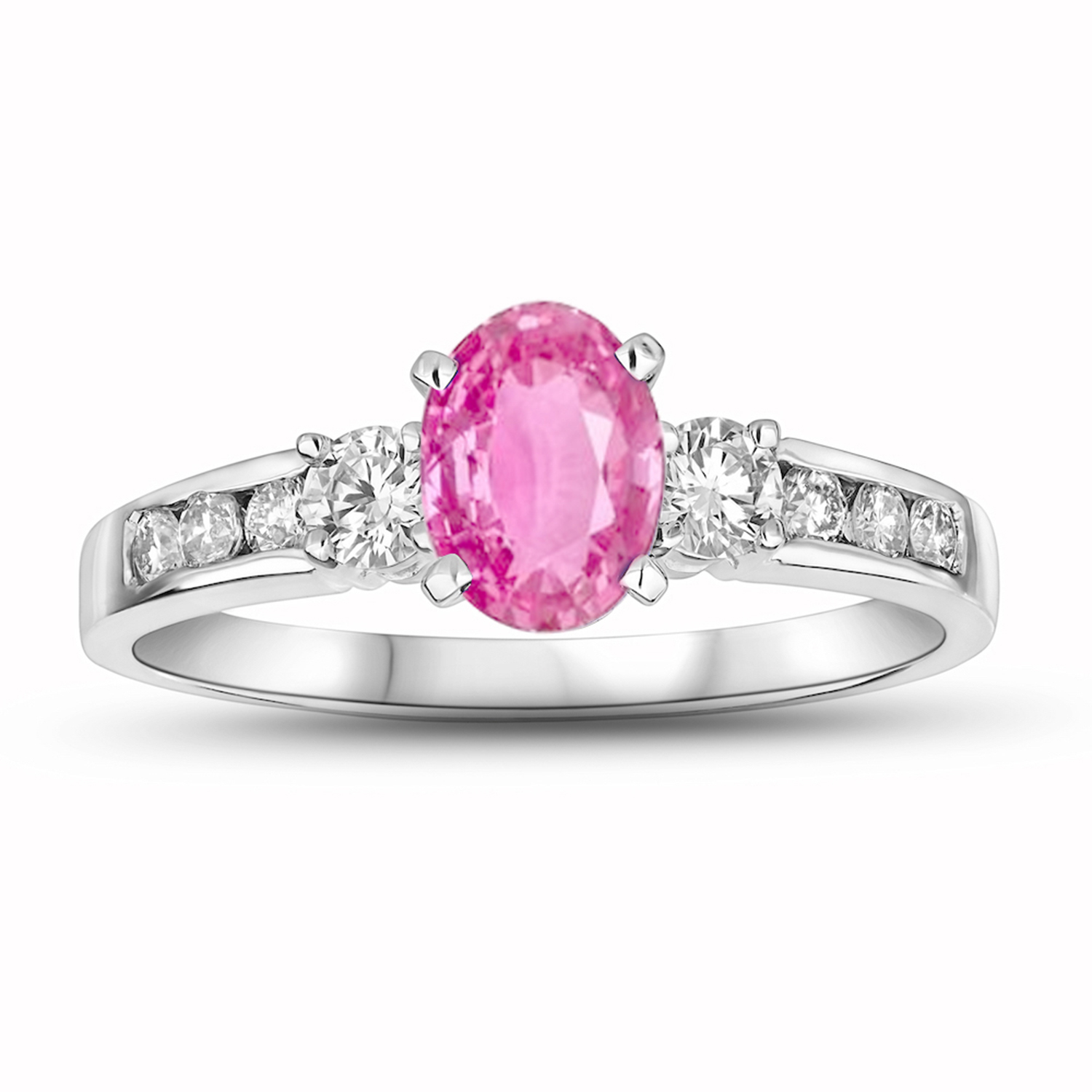 0.40ctw DIamond and Pink Sapphire Engagement Ring in 14k Gold