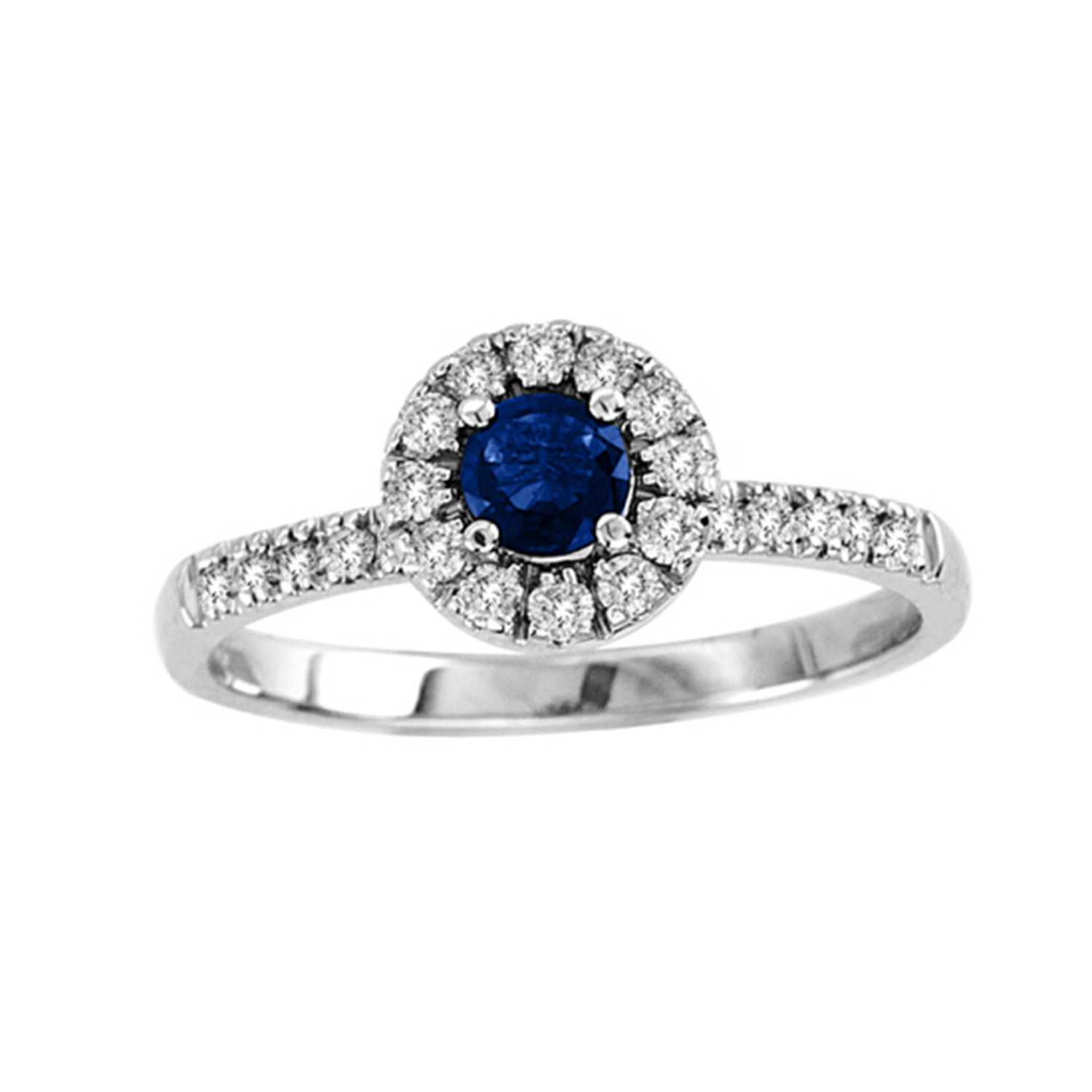 0.60cttw Sapphire and Diamond Halo Ring set in 14k Gold