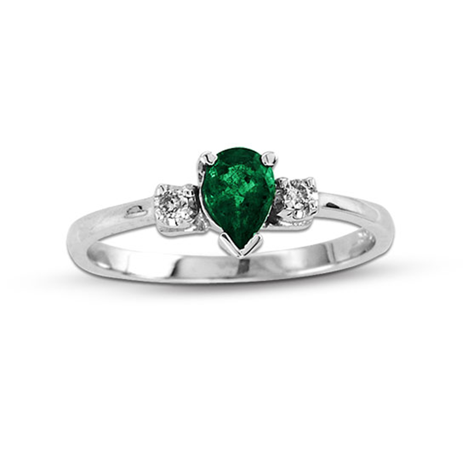 0.45cttw Diamond and Pear Shaped Emerald Ring set in 14k Gold