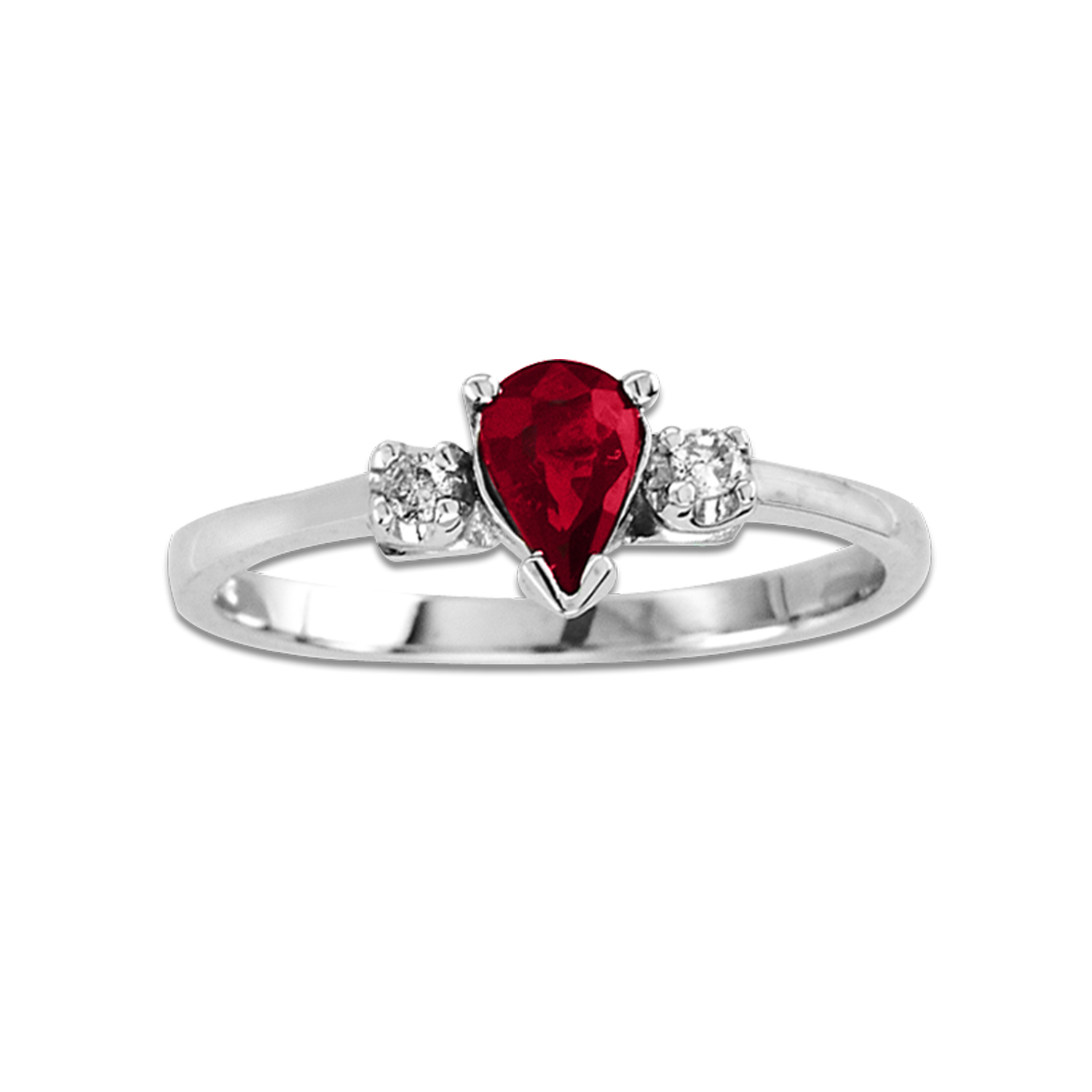 View 0.49cttw Diamond and Pear Shaped Natural Heated Ruby Ring set in 14k Gold
