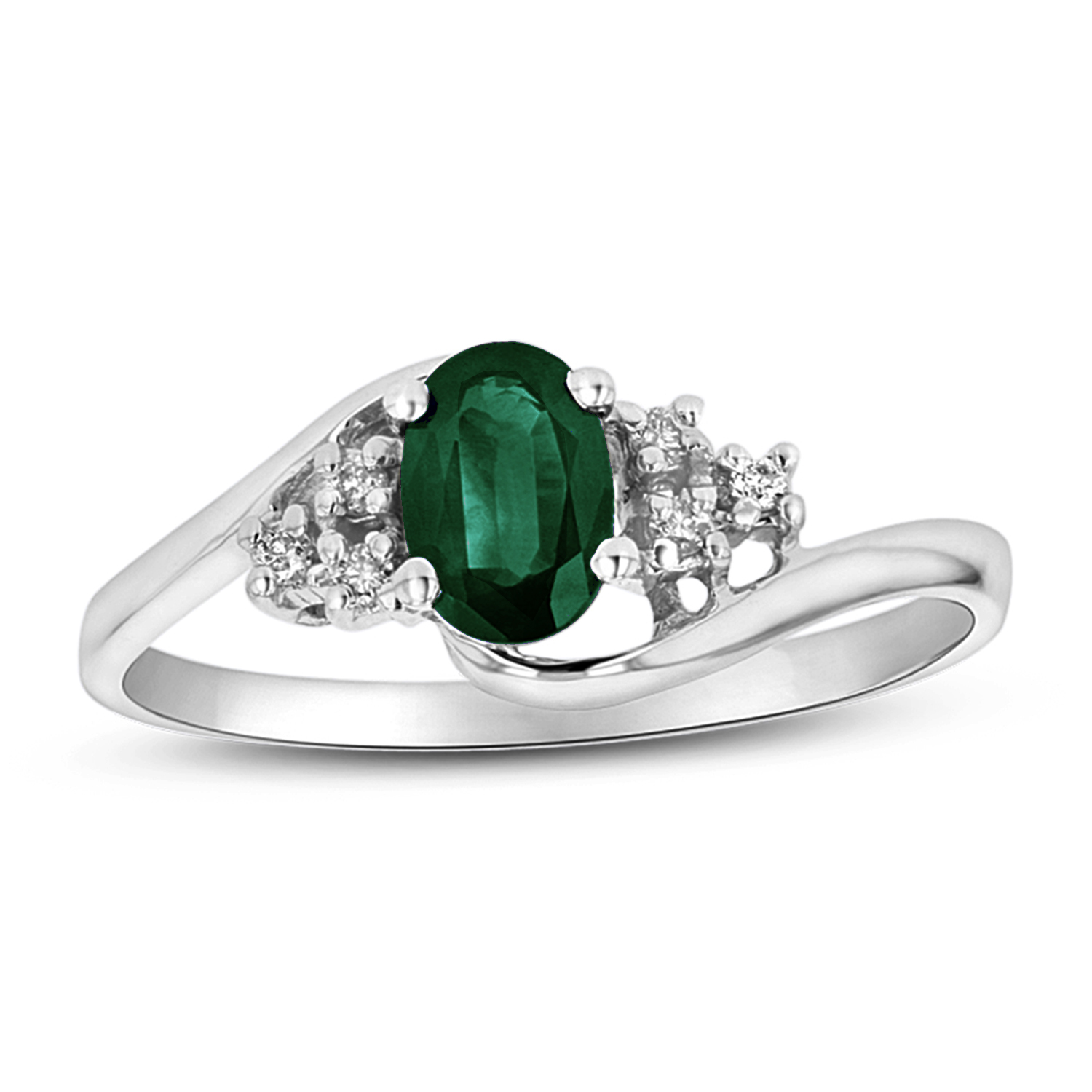 0.44cttw Emerald and Diamond Fashion Ring set in 14k Gold