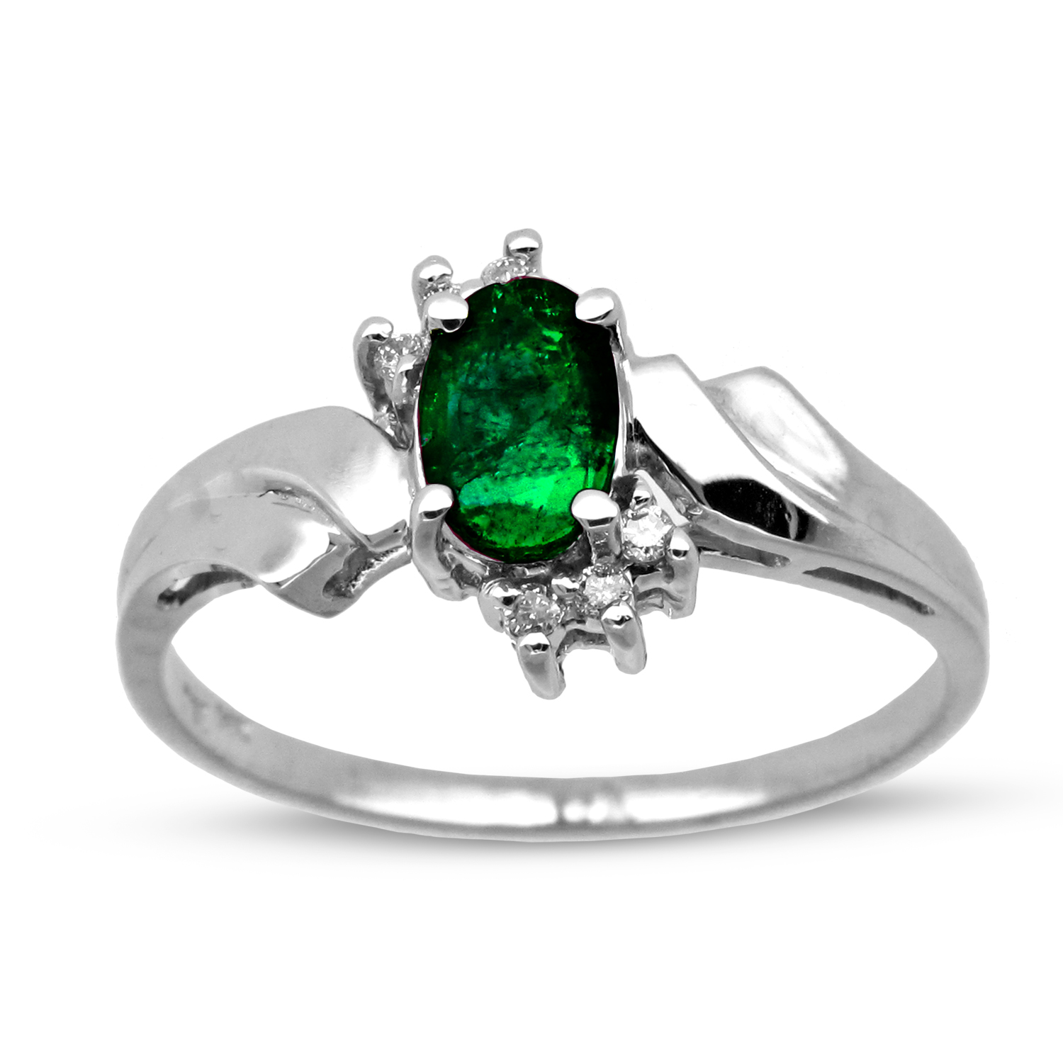 0.48cttw Emerald and Diamond Fashion Ring set in 14k Gold