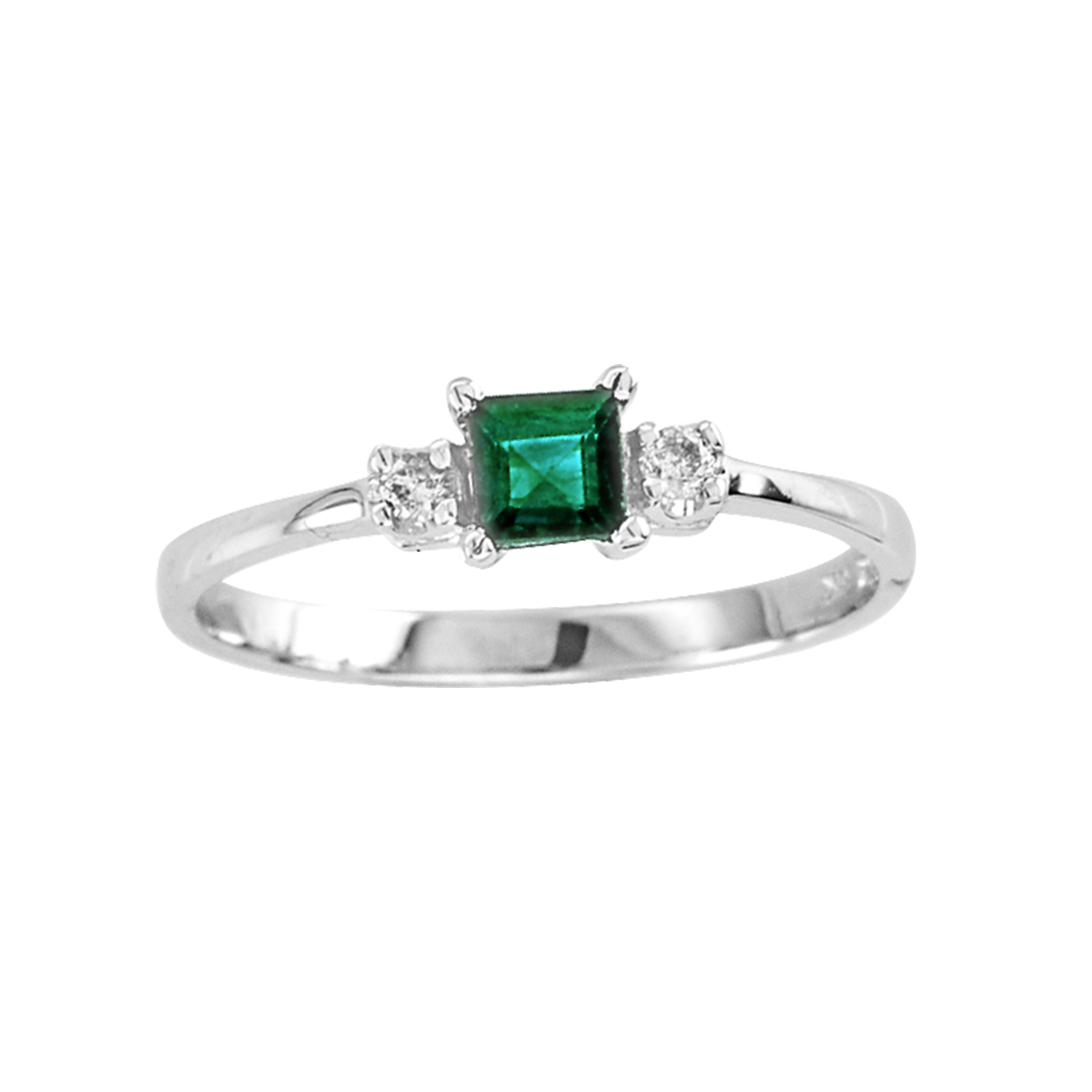 0.04ctw Diamond and Emerald Ring in 14k Gold