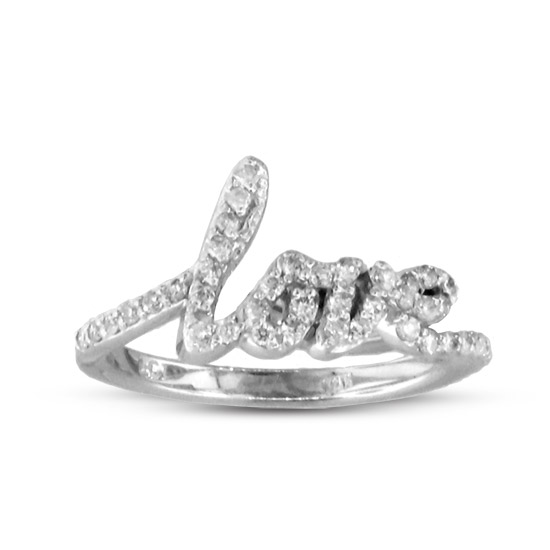 View 0.32cttw Diamond Love Ring in 14k Gold
