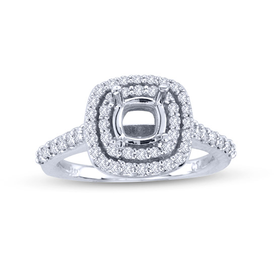 0.60cttw Diamond Engagement Semi Mount Ring in 14k Gold (hold a 3/4ct cushion or round)
