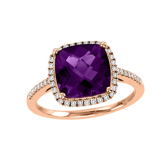 View 2.84cttw Diamond and Amethyst Fashion Ring in 14lk Rose Gold
