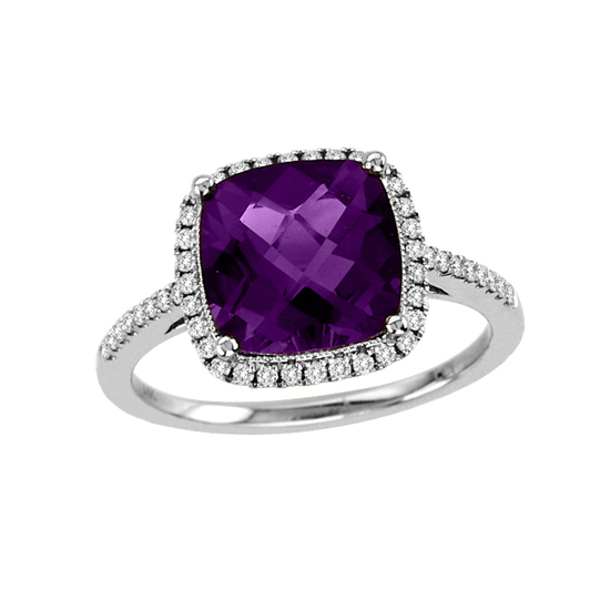 View 2.84cttw Diamond and Amethyst Fashion Ring in 14k White Gold