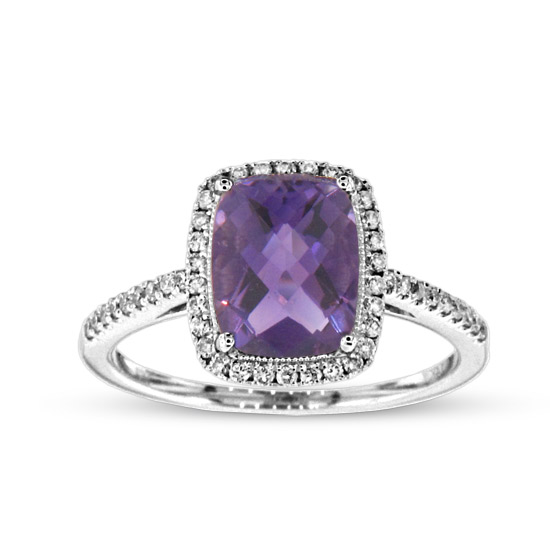 2.10cttw Diamond and Amethyst Fashion Ringin 14k White Gold