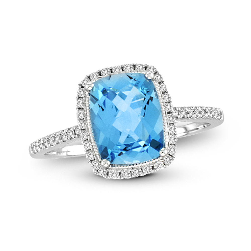 View 2.98cttw Diamond and Blue Topaz Fashion Ring in 14k White Gold