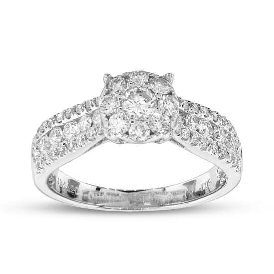 View 1.02cttw Diamond Fashion Cluster Ring in 18k White Gold
