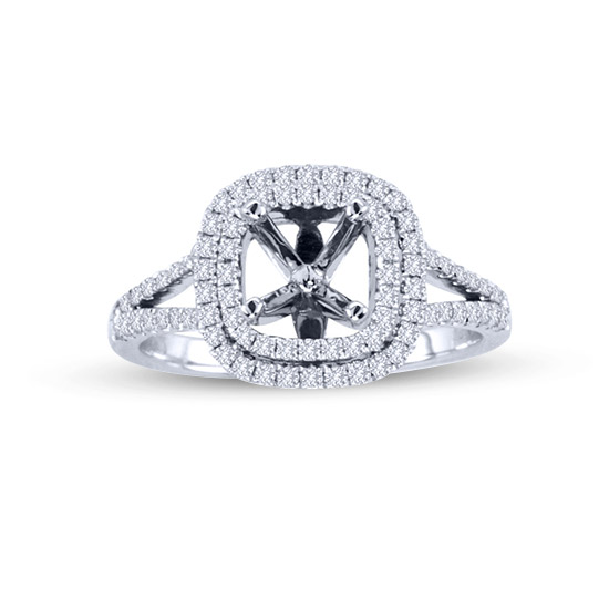 View 0.43cttw Diamond Engagement Semi Mount Ring in 14k White Gold