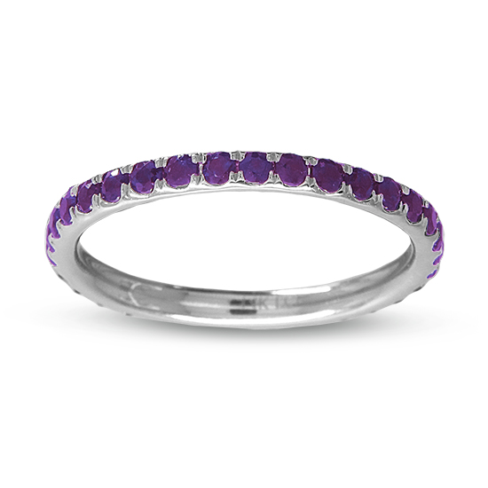 0.54cttw Amethyst Wedding Band in 14k White Gold