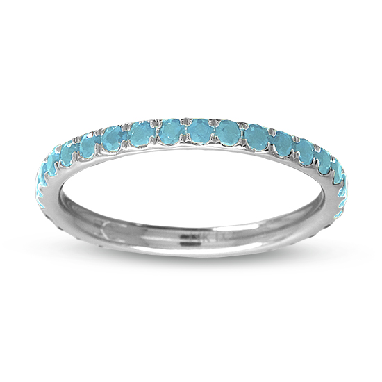 0.72cttw Blue Topaz Wedding Band in 14k WHite Gold