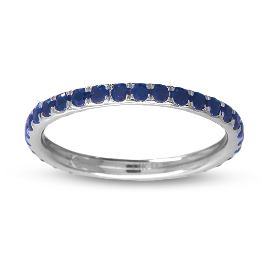 0.70cttw Sapphire Wedding Band in 14k White Gold