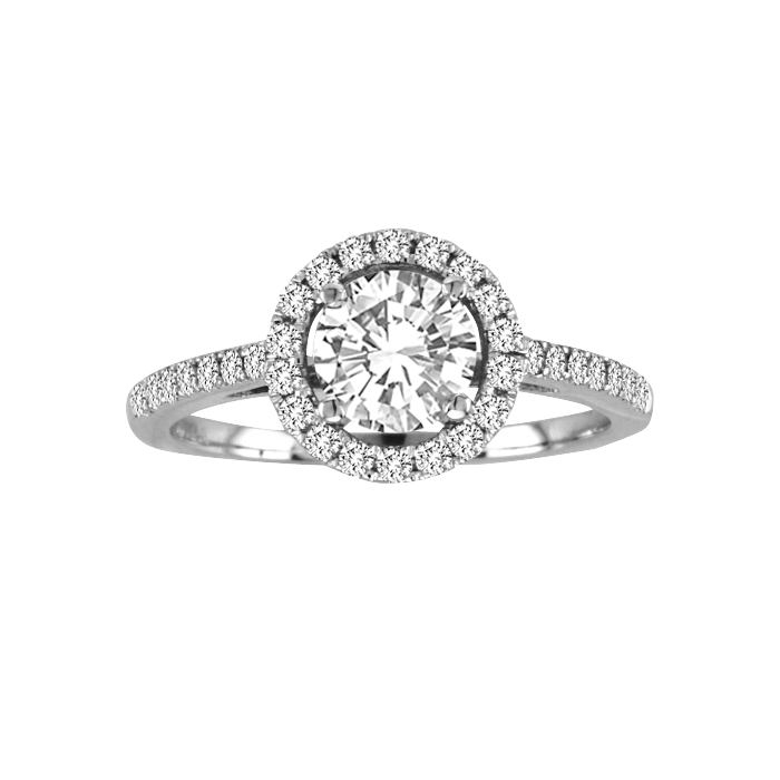 View 0.75cttw Diamond Halo Design Engagement Ring in 14k Gold
