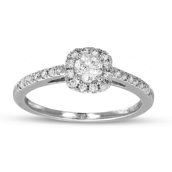 View 1/2cttw Diamond Halo Engagement Ring in 14k Gold