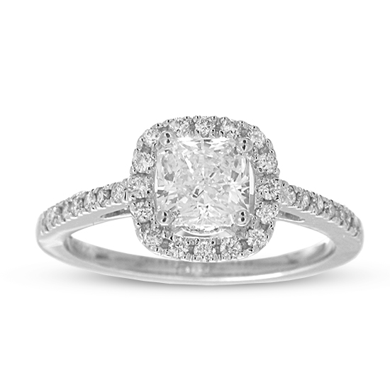 View 3/4cttw Diamond Halo Design Engagement Ring in 14k Gold