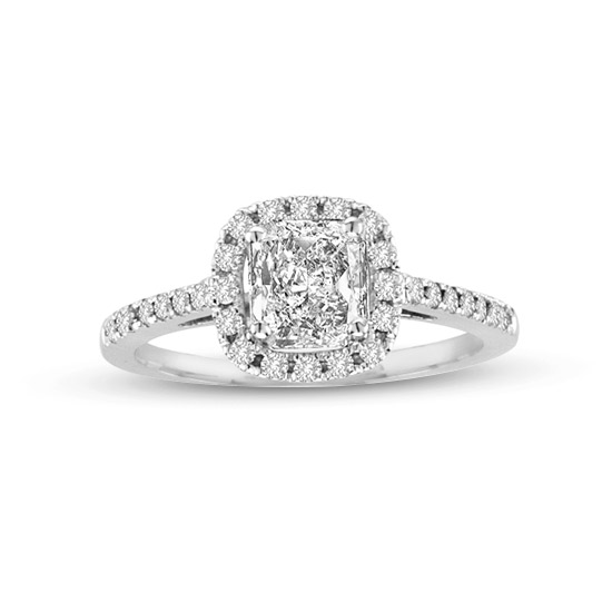 View 1.10cttw Diamond Halo Engagement Ring in 14k Gold