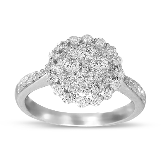 1.06cttw Diamond Cluster Fashion Ring in 18k White Gold