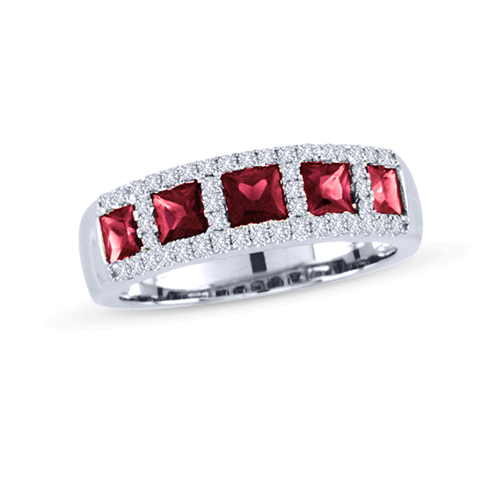 1.53ctw Diamond and Ruby Band in 14k WG