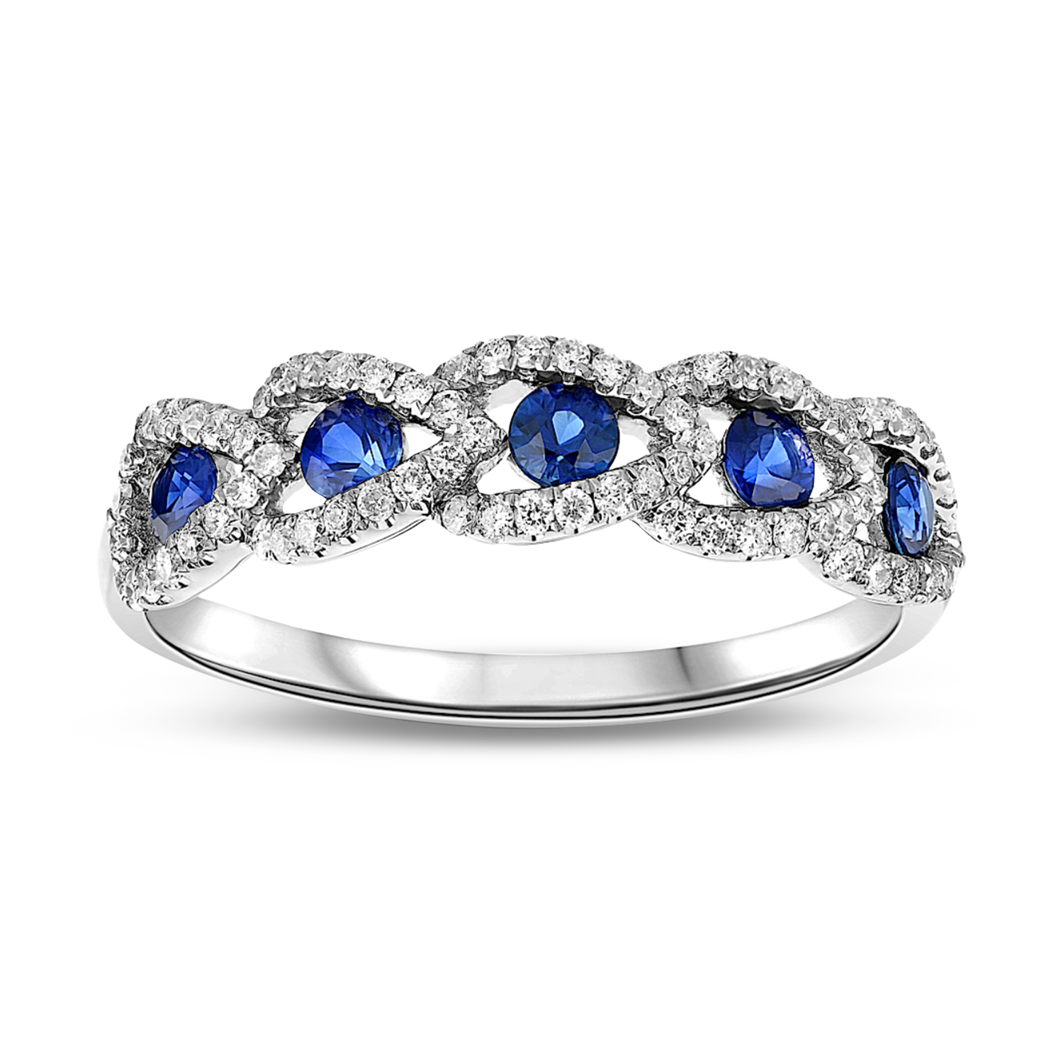 View 0.70ctw Diamond and Sapphire Wedding Band in 18k Gold