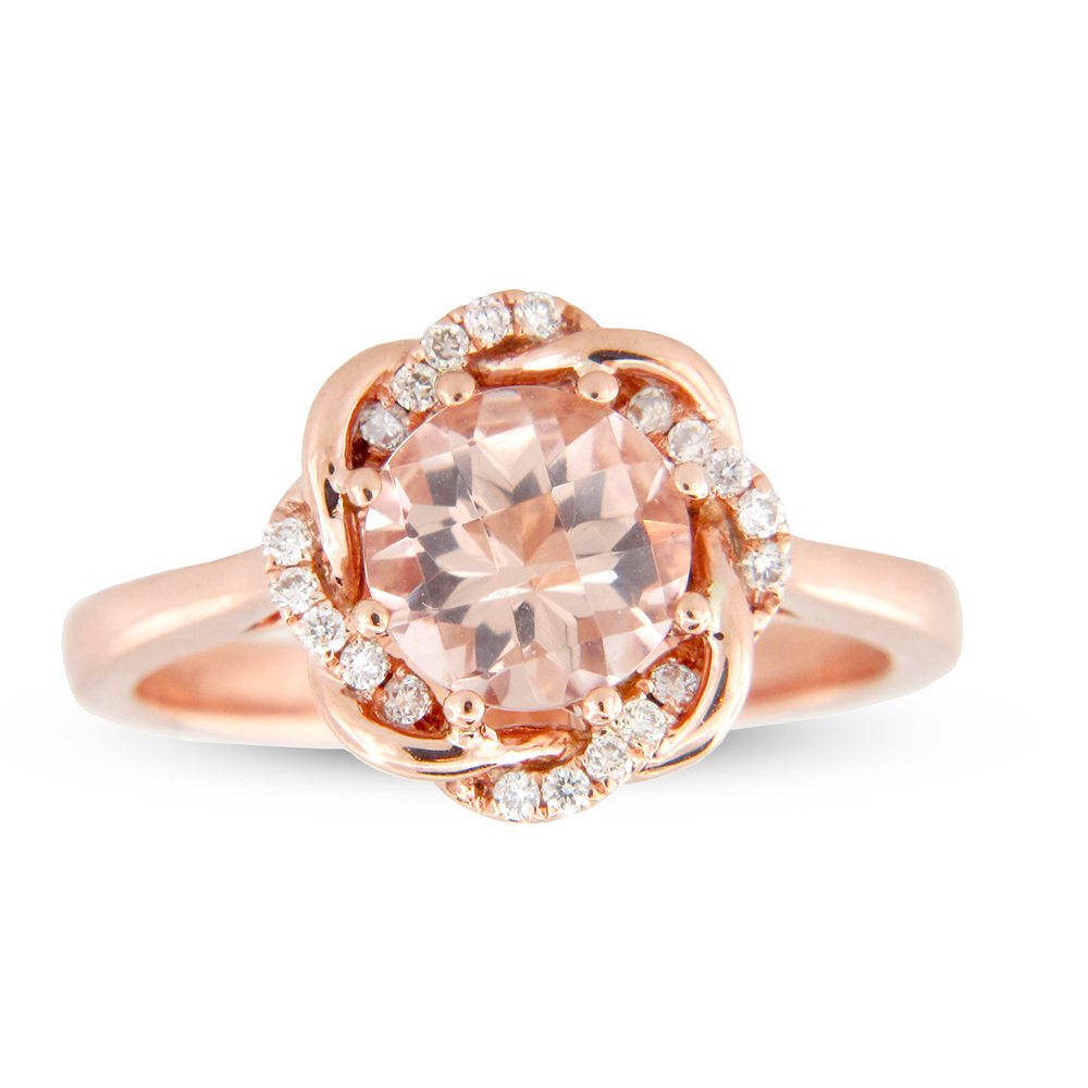 1.30cttw Morganite and Diamond Ring in 14k Rose Gold