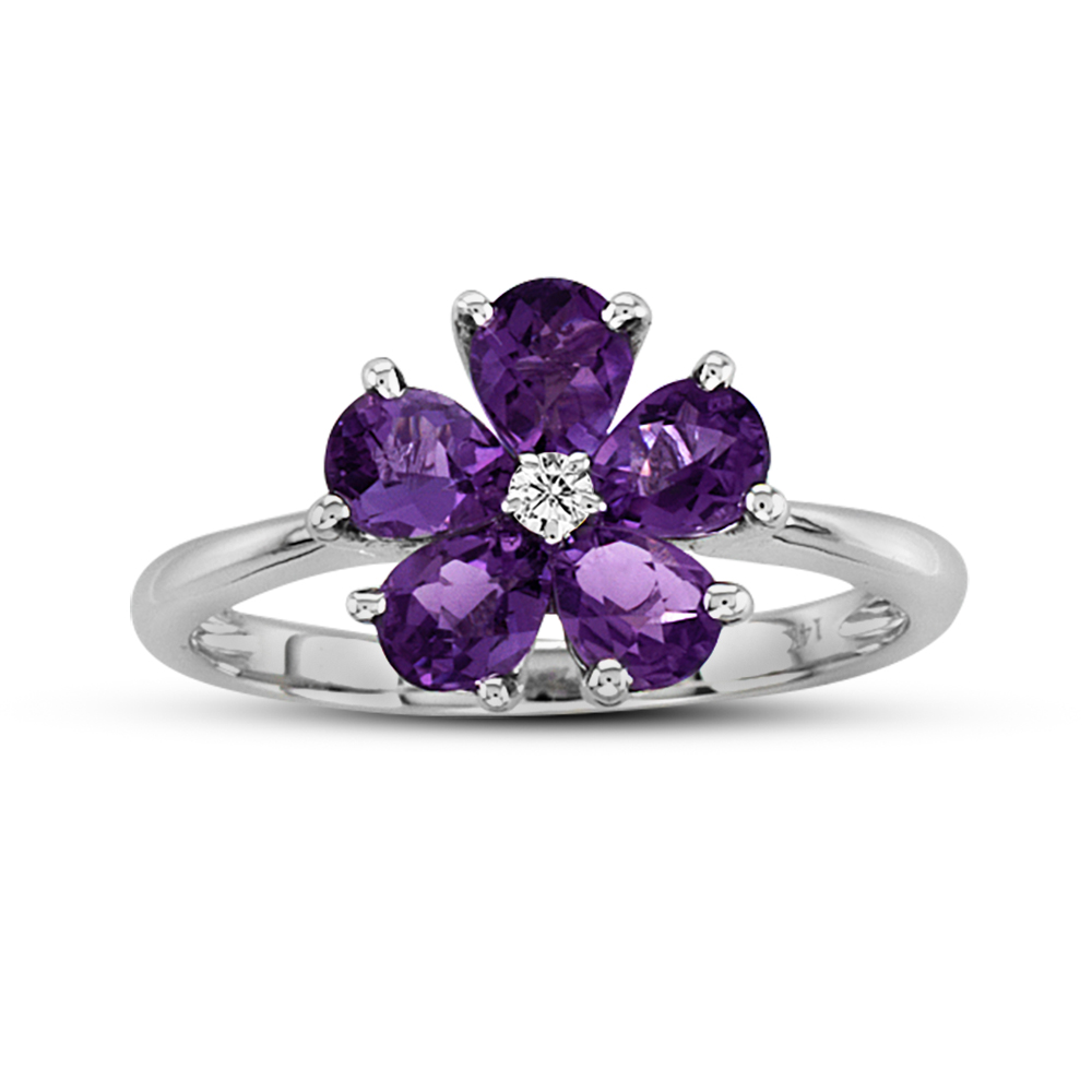 View 0.03 ct Diamond with Amethyst Ring 14K Gold