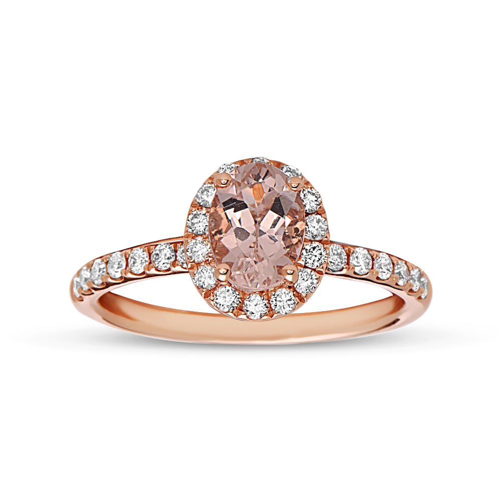 View Diamond and Morganite Engagement Ring in 14k RG