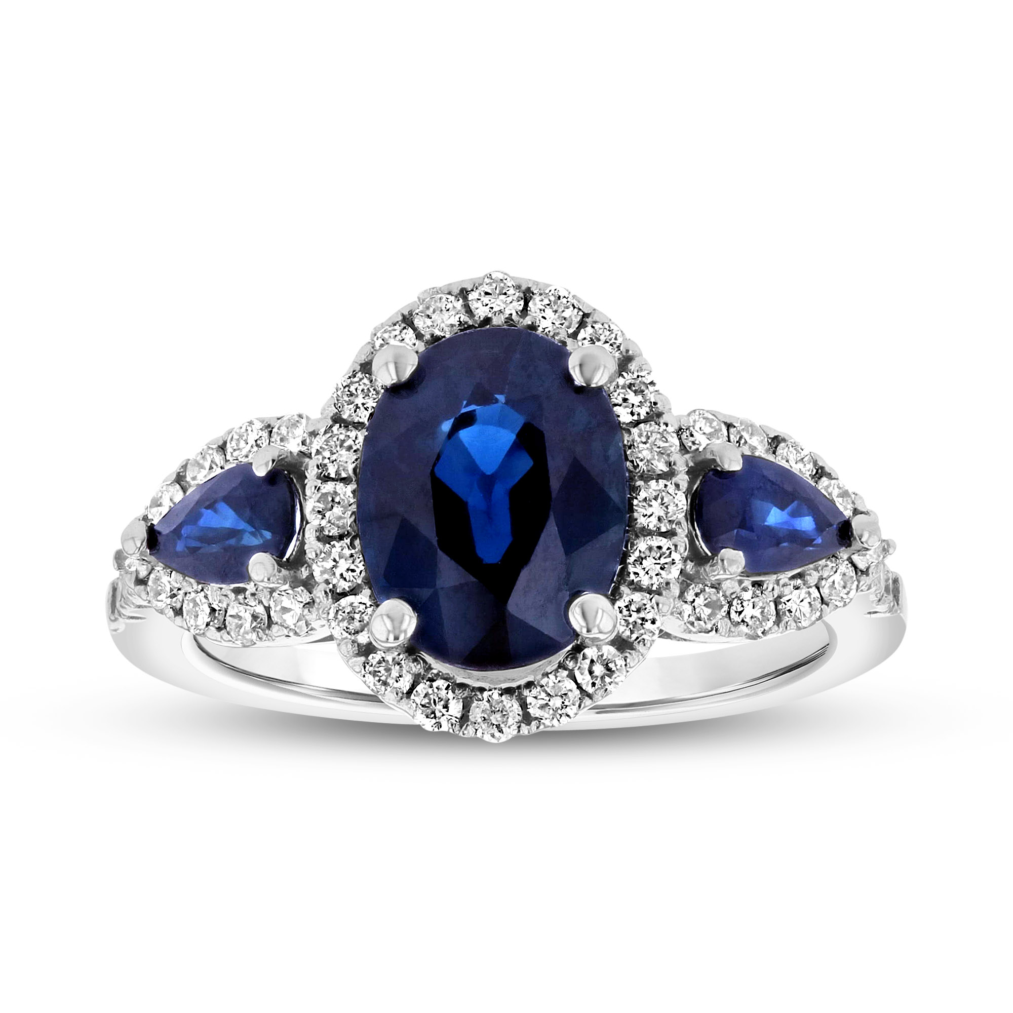 View 3.28ctw Diamond and Sapphire Ring in 14k White Gold