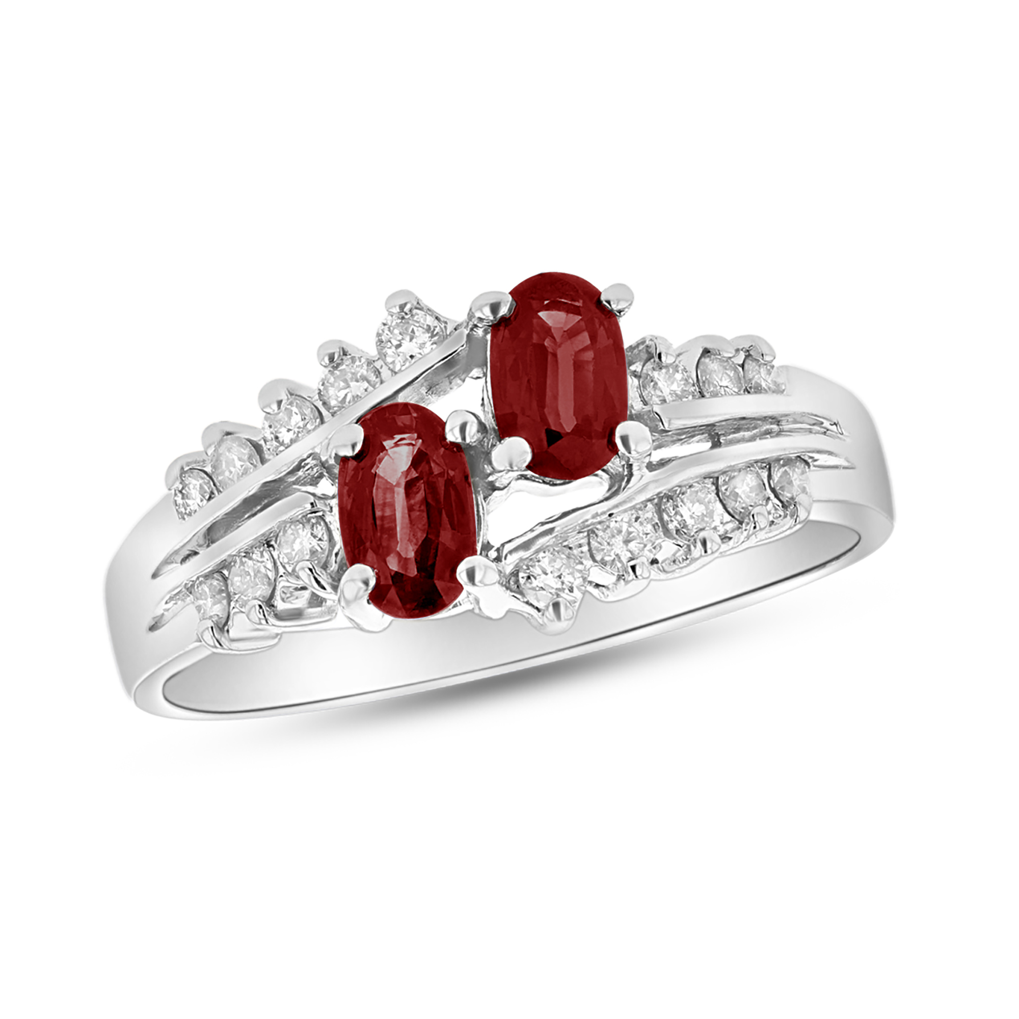 View 0.80ctw Diamond and Ruby Fashion Ring in 14k White Gold