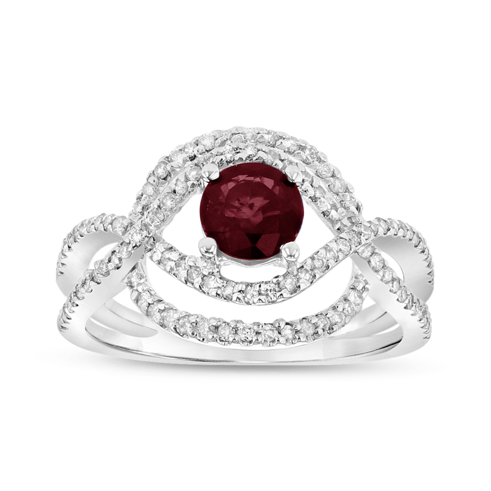 View 1.00ctw Diamond and Ruby Fashion Ring in 14k White Gold