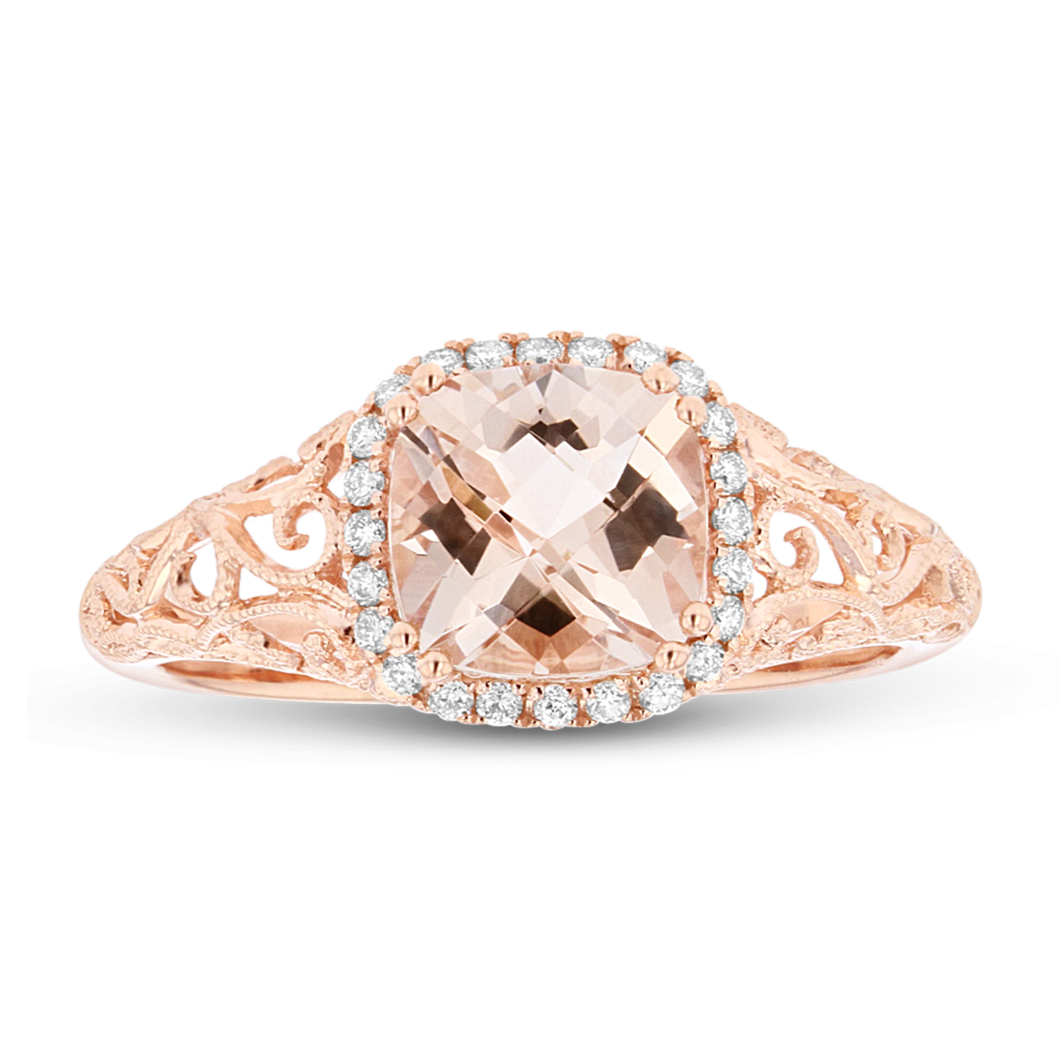 View 0.12ctw Diamond and Morganite Fashion ring in 14k RG