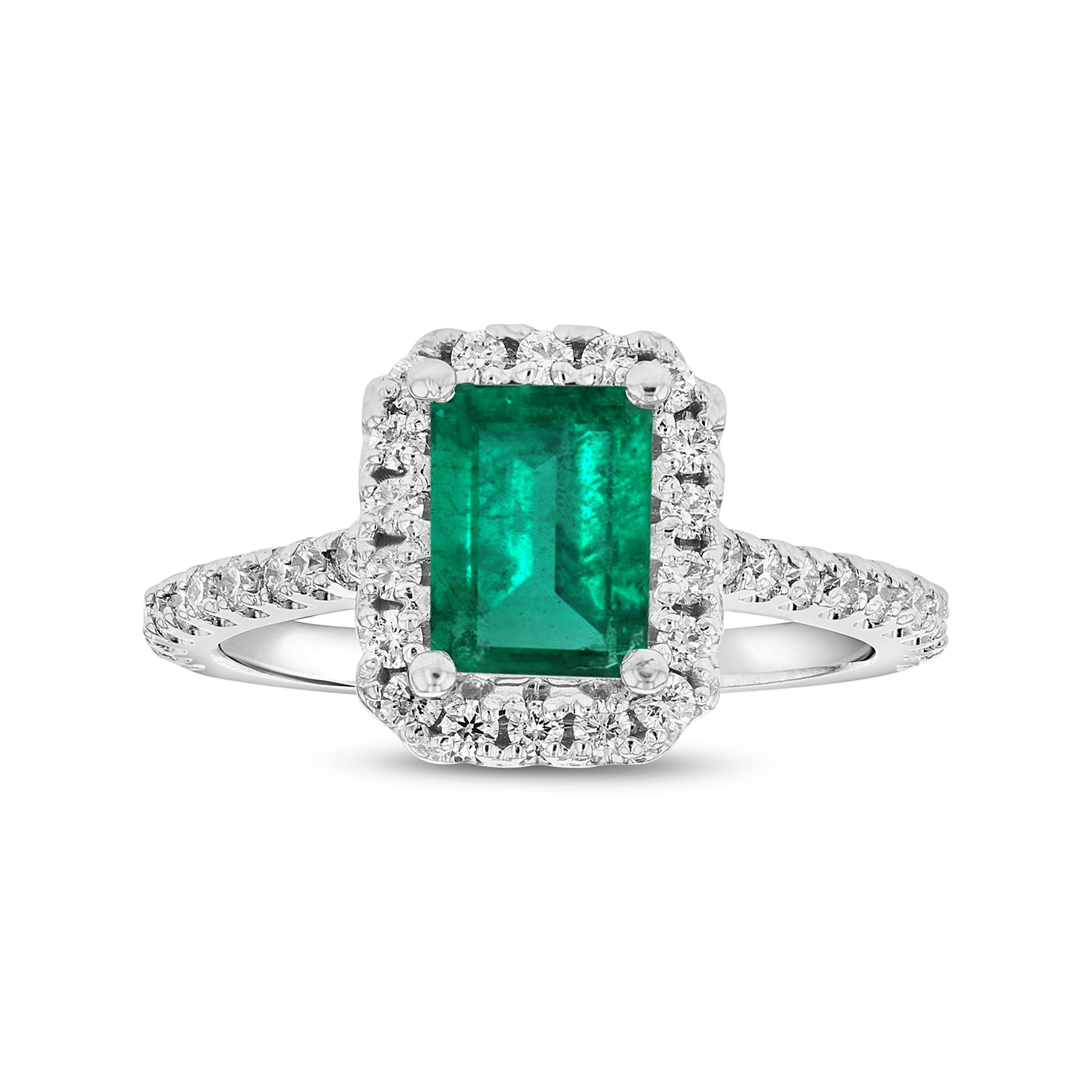 View 2.0ctw Emerald and Diamond Ring in 14k White Gold