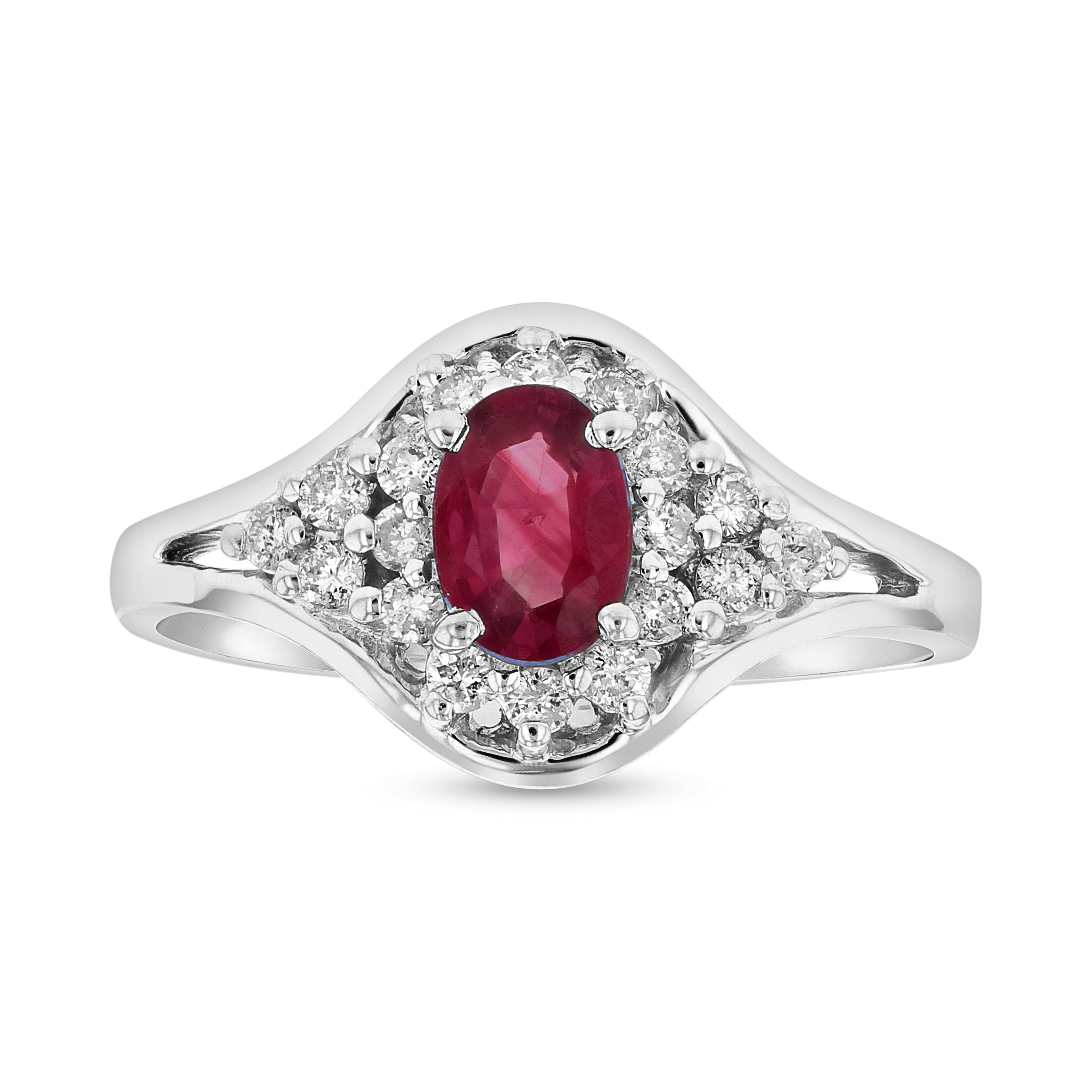 View 0.70ctw Diamond and RUby Ring in 14k White Gold