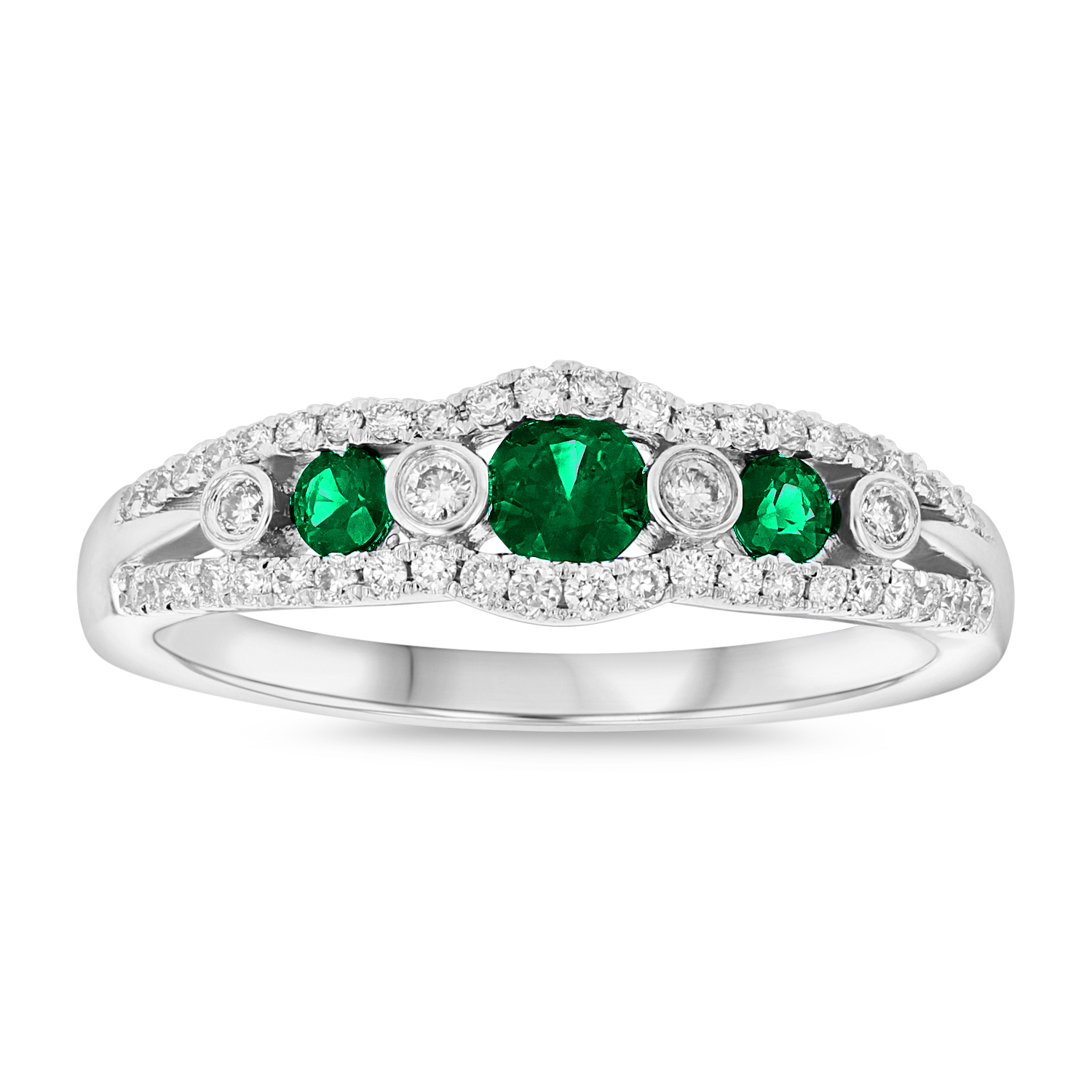 View 0.55cttw Emerald and Diamond  Ring in 14k White Gold
