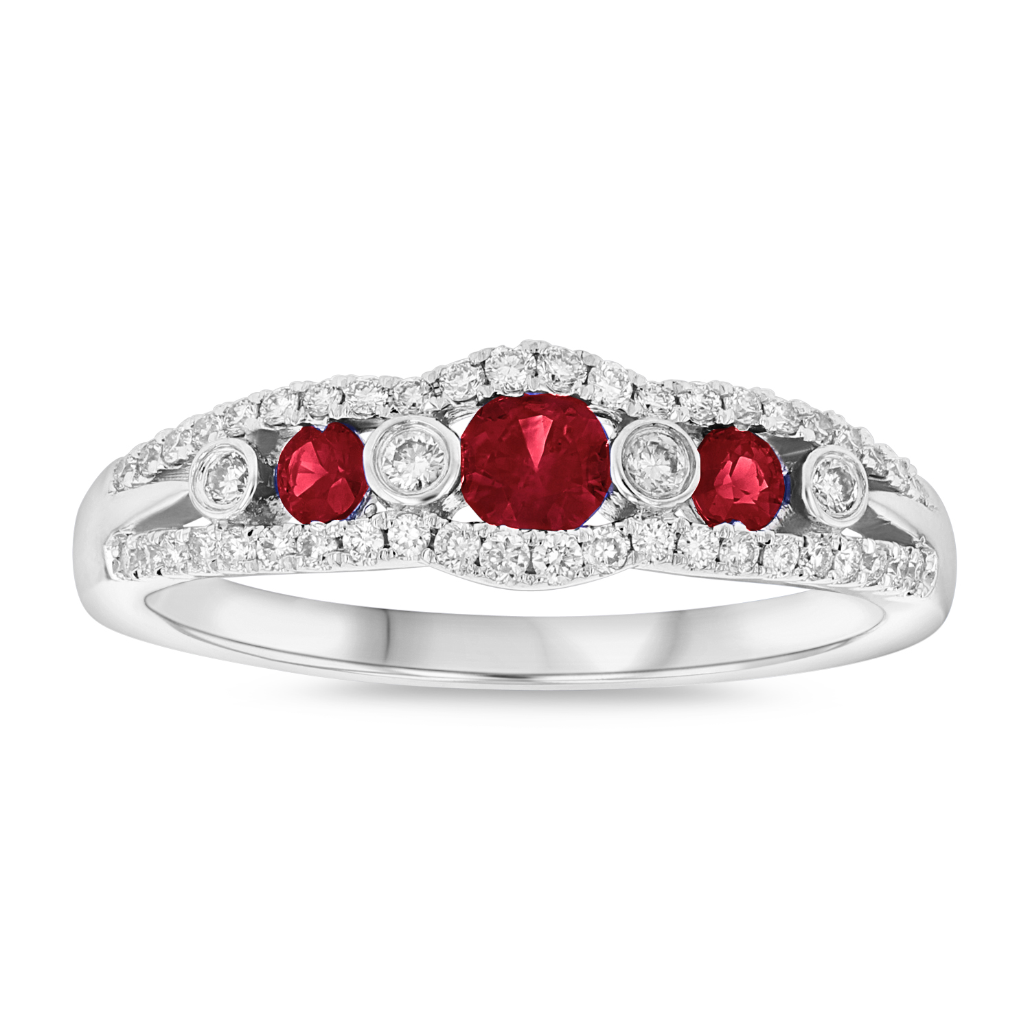 View 0.61ctw Ruby and Diamond Ring in 14k White Gold
