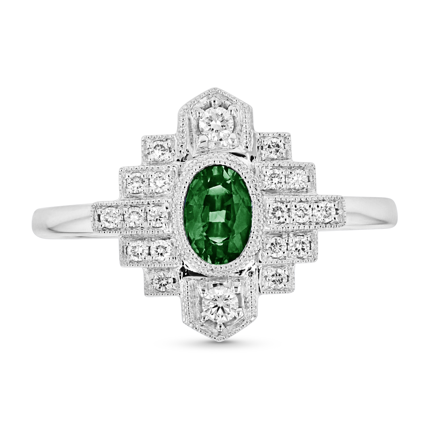 View 0.69ctw Emerald and Diamond  Ring in 14k White Gold