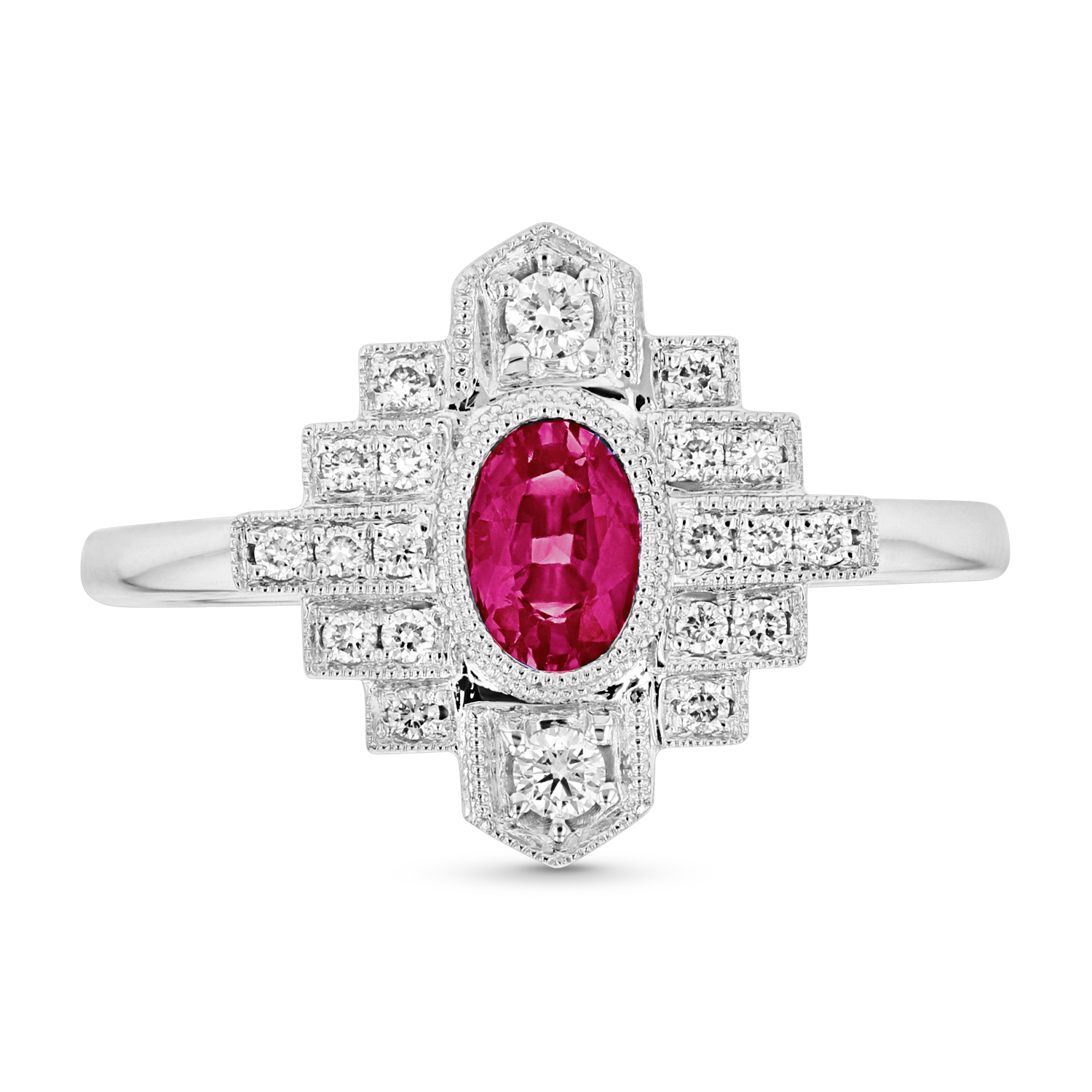 View 0.74ctw Ruby and Diamond Ring in 14k White Gold