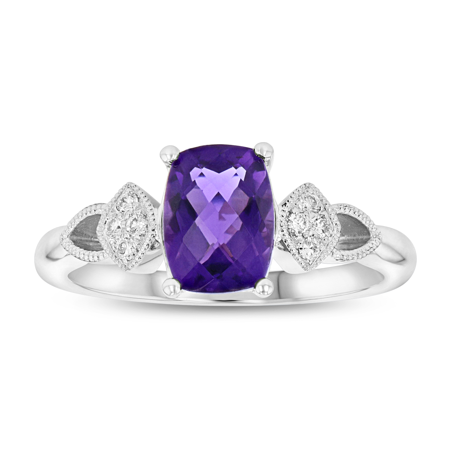 View Diamond and Amethyst ring in 14k White Gold