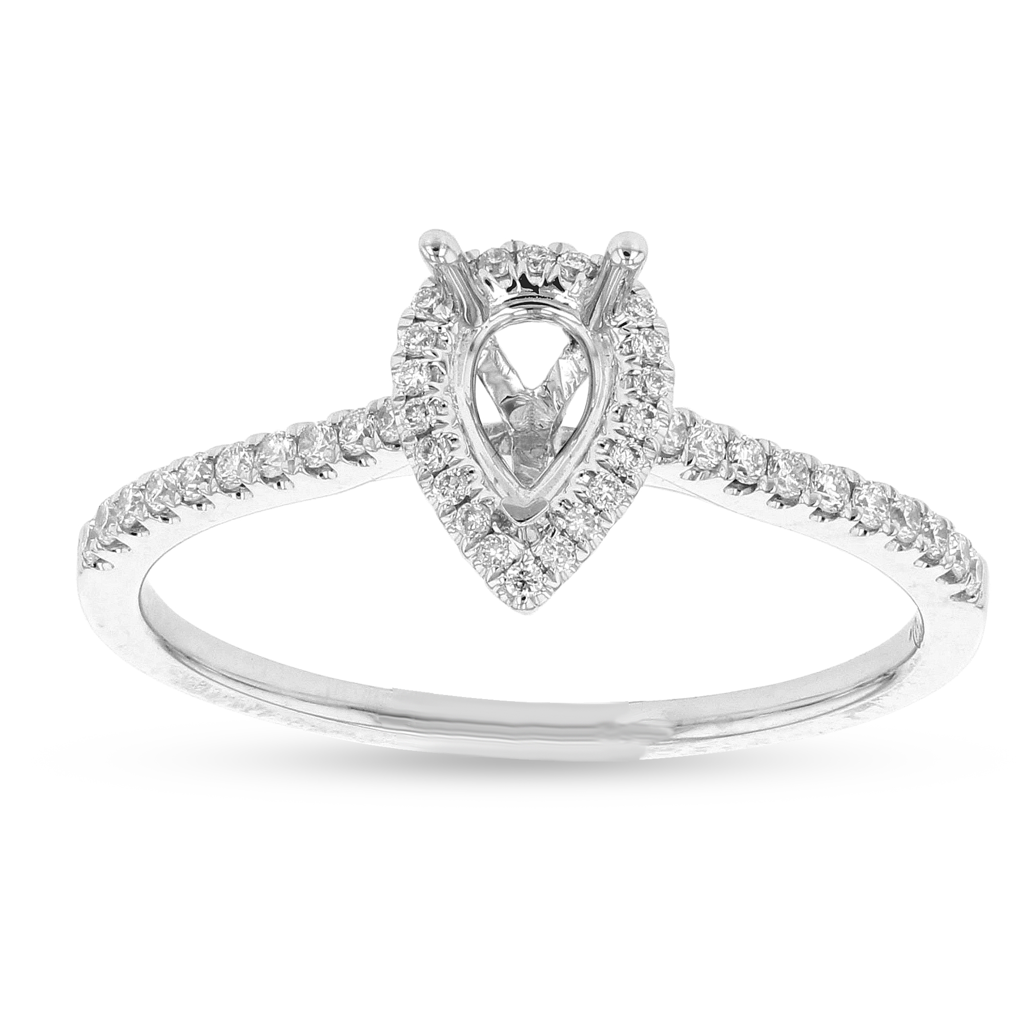 View 0.19ctw Diamond Pear Shaped Semi Mount in 18k White Gold