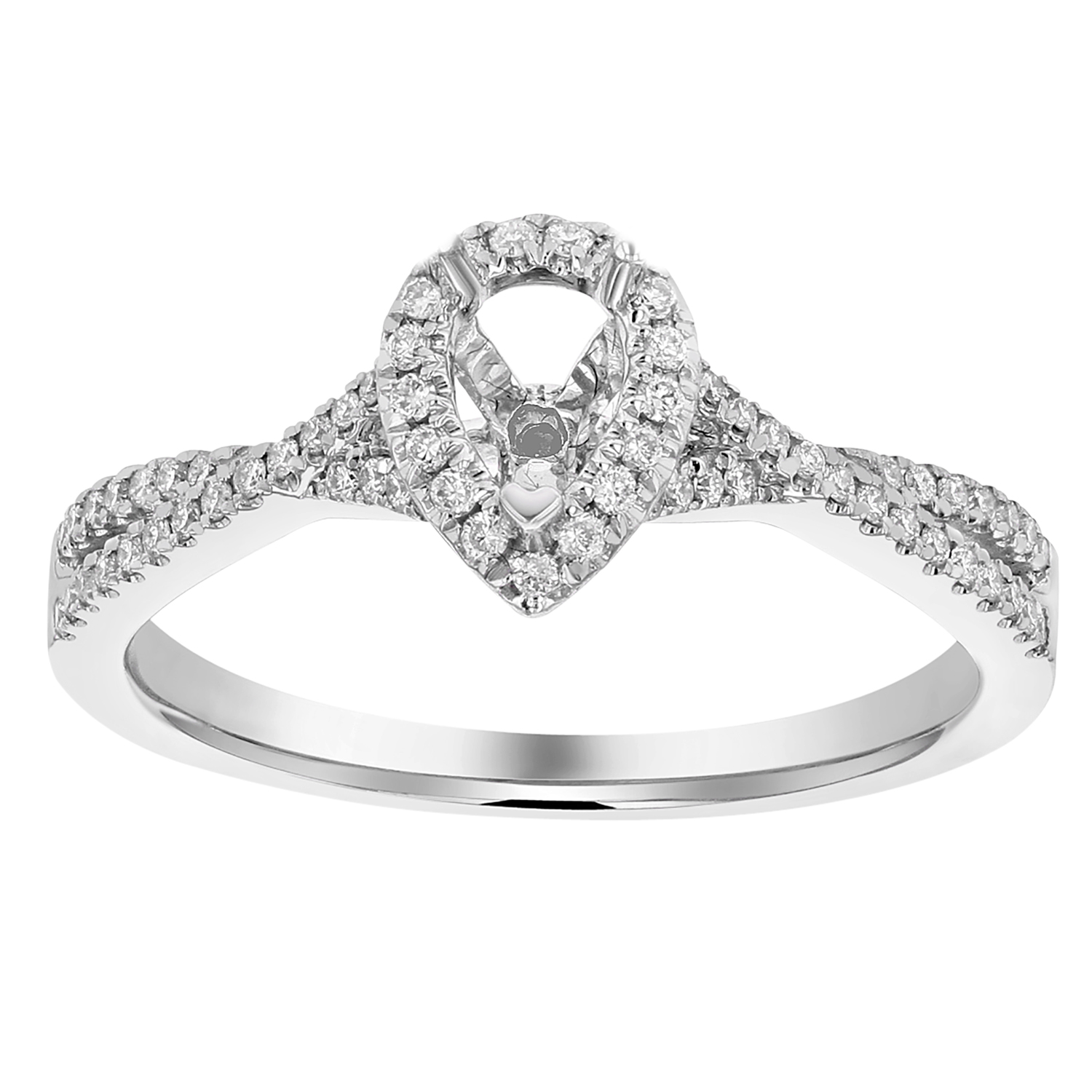 View 0.22ctw Diamond Pear Shaped Semi Mount in 18k White Gold