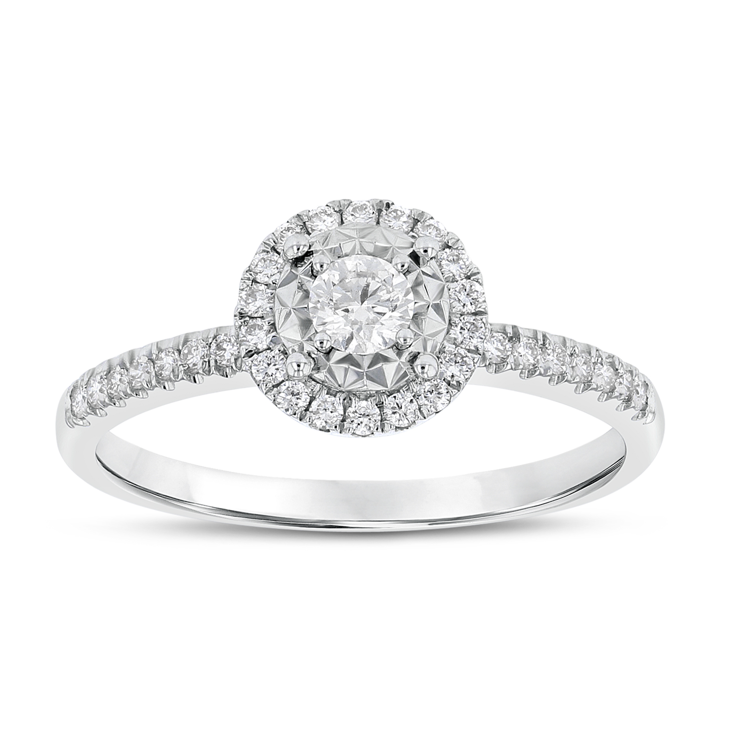 View 0.39ctw Diamond Halo Ring in 18k White Gold