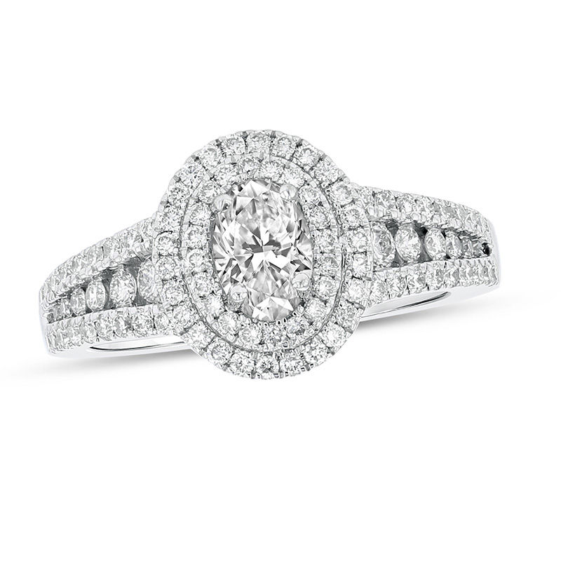 View 1.10ctw Oval Diamond Engagment Ring in 18k White Gold
