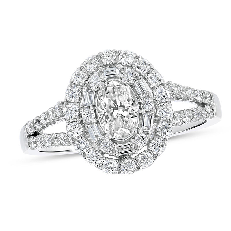 View 1.00ctw Oval Diamond Engagment Ring in 18k White Gold