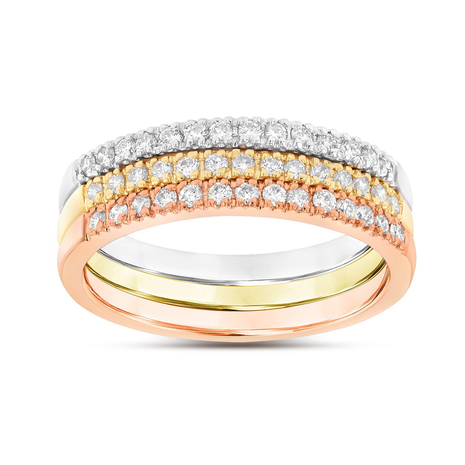 View 0.45ctw Diamond Band Stackable  in 14k Tri Color old