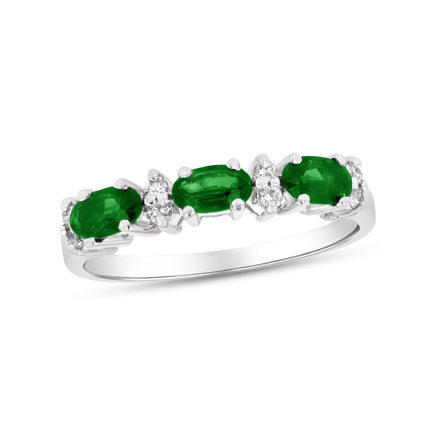 View 0.75ctw Diamond and Emerald Band in 14k White Gold