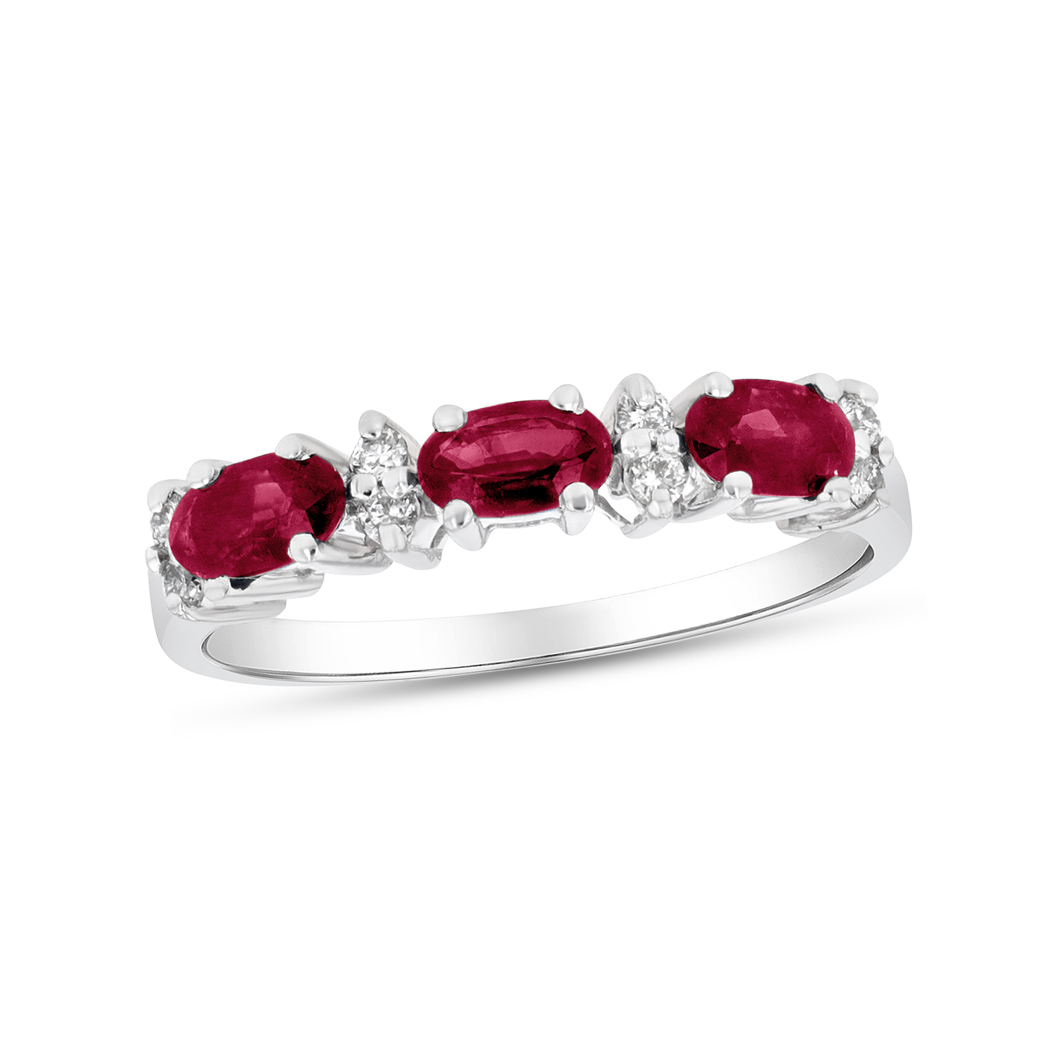 View 0.90ctw Diamond and Ruby Band in 14k White Gold